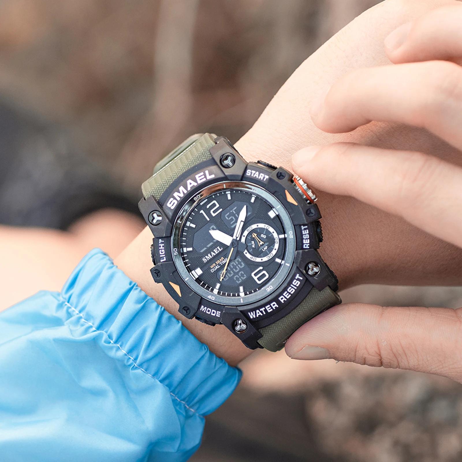 SMAEL-Montre-bracelet de sport militaire pour homme, chronomètre d'alarme, rétroéclairage numérique 