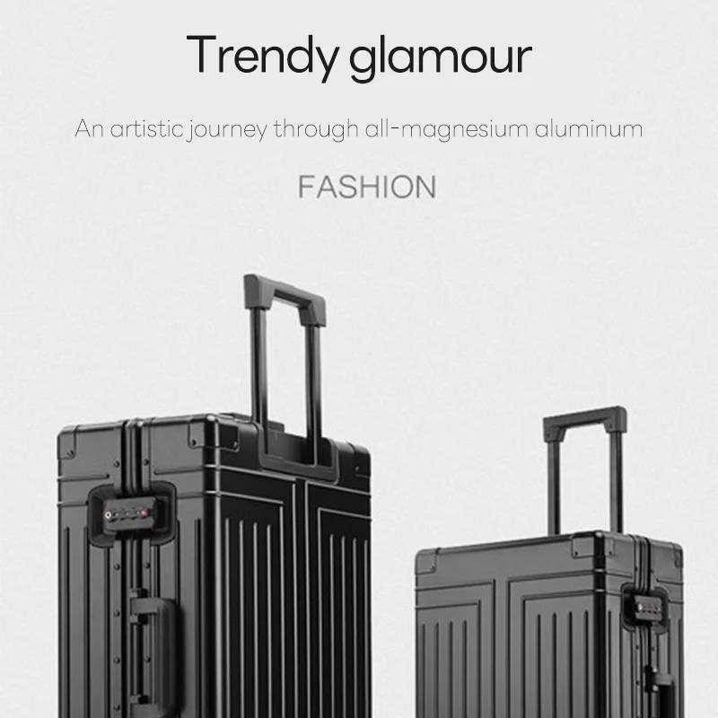 Valise de Voyage en Alliage d'Aluminium-Magnésium, Bagage à Roulettes, 20/100% Pouces, Cabine à Main