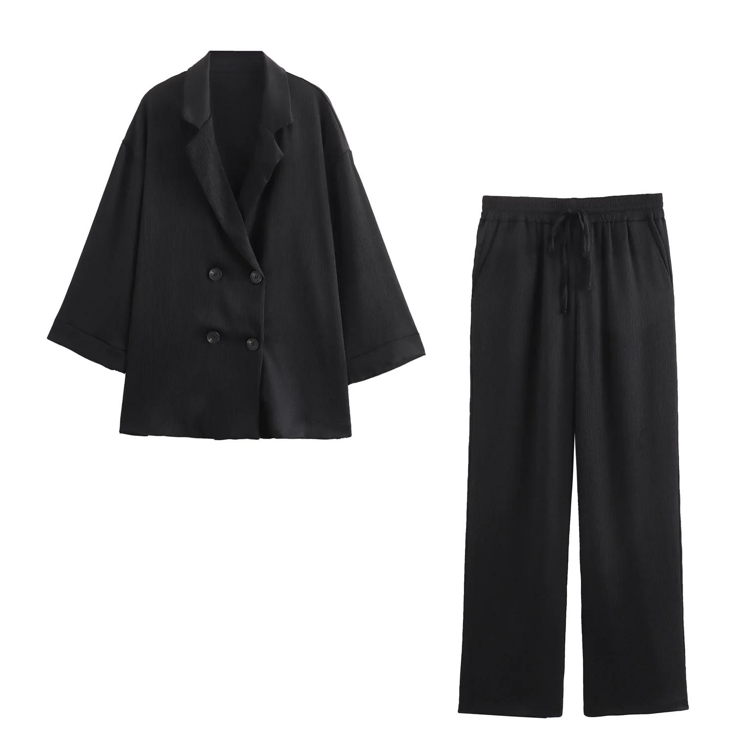 Ensemble veste et pantalon décontractés pour femmes, déformés, trempés, à la mode, style européen et
