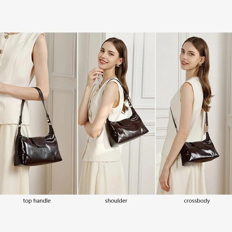 Sac à main en cuir véritable souple pour femme, sac à bandoulière décontracté multifonctionnel pour 