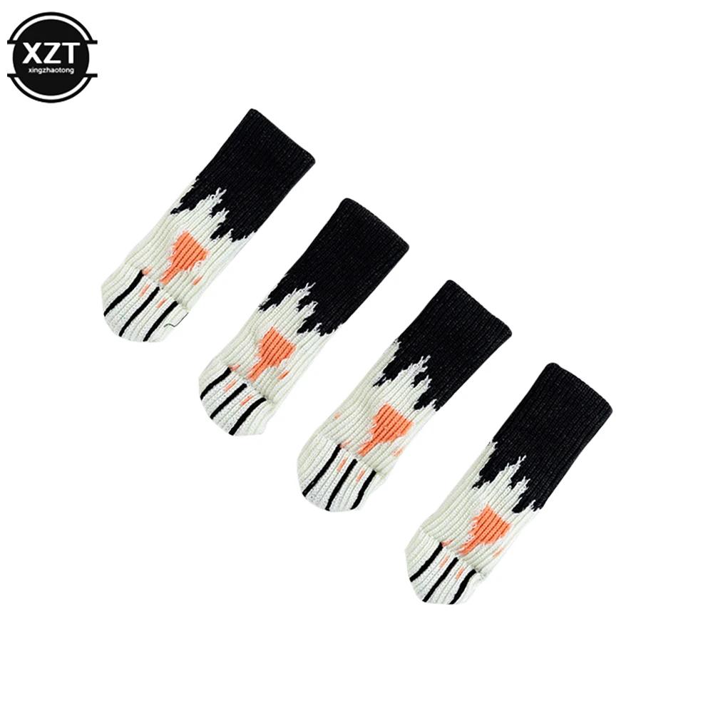 Coussinet de pied de Table et de chaise, 4 pièces, chaussettes tricotées, griffe de chat, silencieux