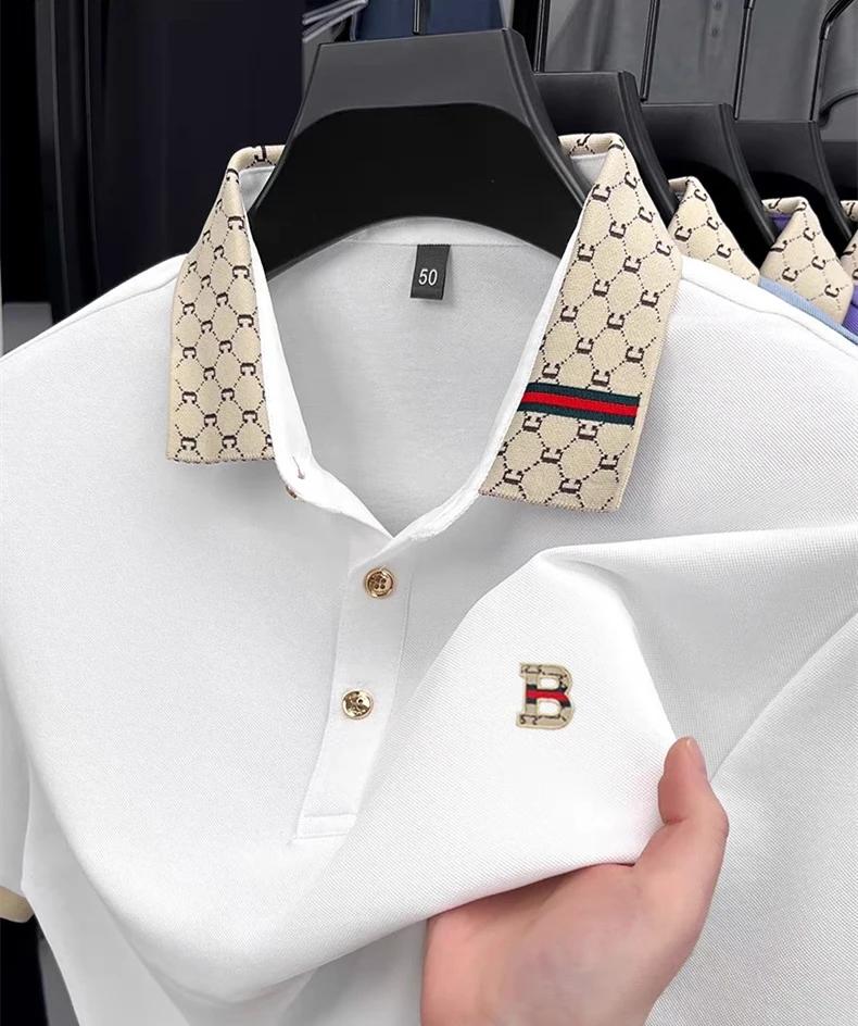 Marque de luxe B lettre en relief polo à manches courtes hommes été léger respirant nouvelle mode co