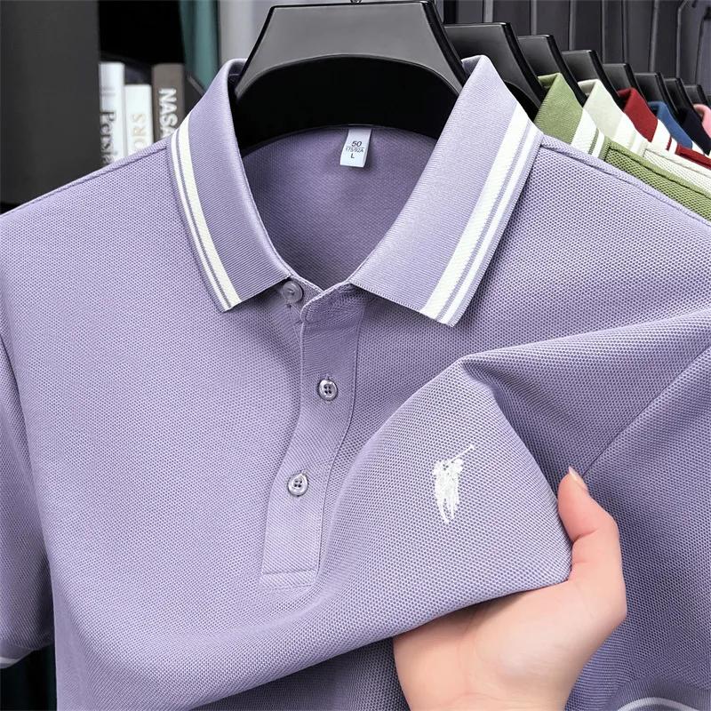 Polo à manches courtes 100% coton marque haut de gamme Paul Pony broderie rayures Été luxe respirant