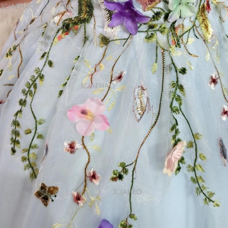 Robe de soirée bleue pour filles, robe de princesse en tulle longue pour l'Aïd, tenue de performance