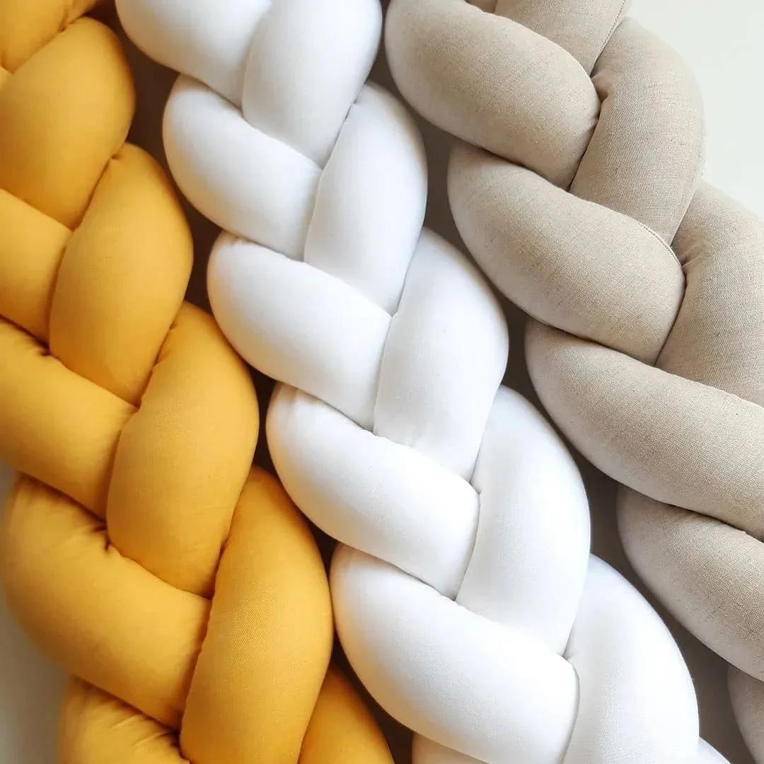 Protecteur de berceau tressé pour bébé : coussin pare-chocs 3 actions, sécurité nouveau-né 1 à 4 mois