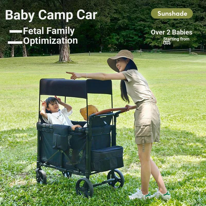 Poussette double pour bébés 2-en-1, position assise et inclinable, légère, pliable, chariot de campi