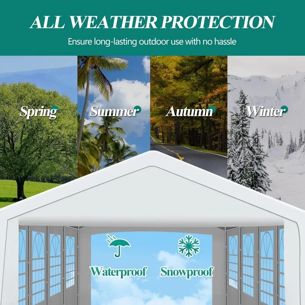 Tente et abri de fête à baldaquin de 20' x 20', tonnelle de mariage extérieure robuste avec 4 sacs d