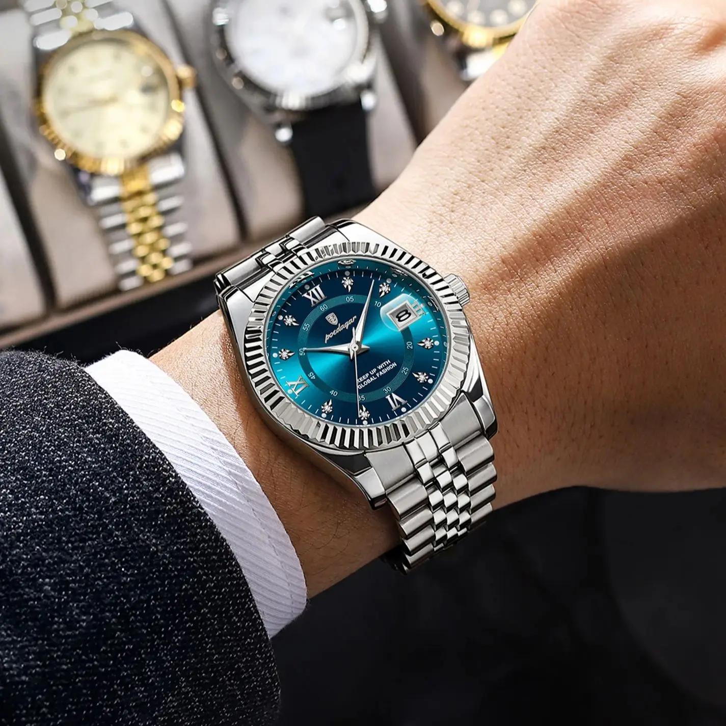 Montre-bracelet pour homme POEDAGAR originale, étanche, lumineuse, date, montre d'affaires pour homm