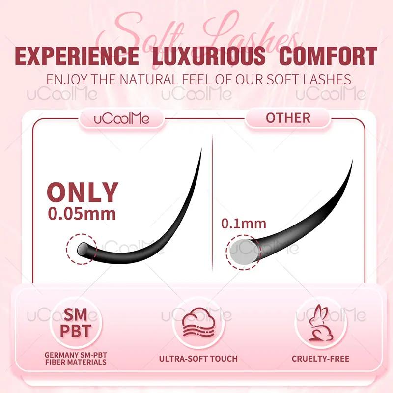 UCoolMe cils marron flore 0.05mm D Curl naturel vaporeux et léger 8-16mm segmenté cils grappe bricol