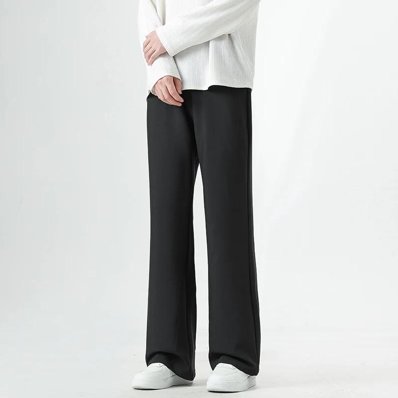 Small Flared Version Men's Casual Pants 2025 Fashion Korean Loose Elastic Drape Business Office Soli