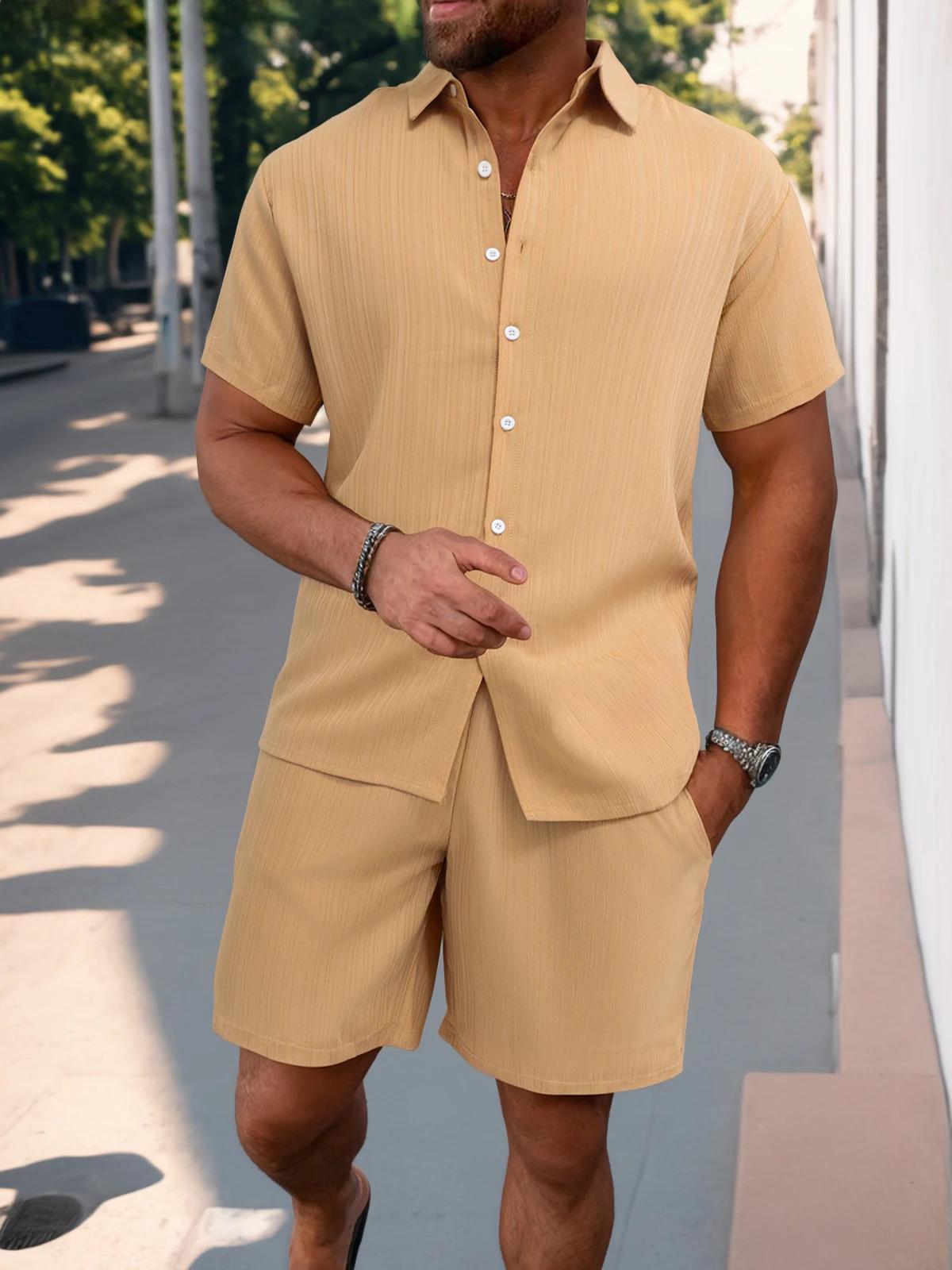 Shorts de plage à manches courtes pour hommes, chemise décontractée, sports de plein air trempés, mo