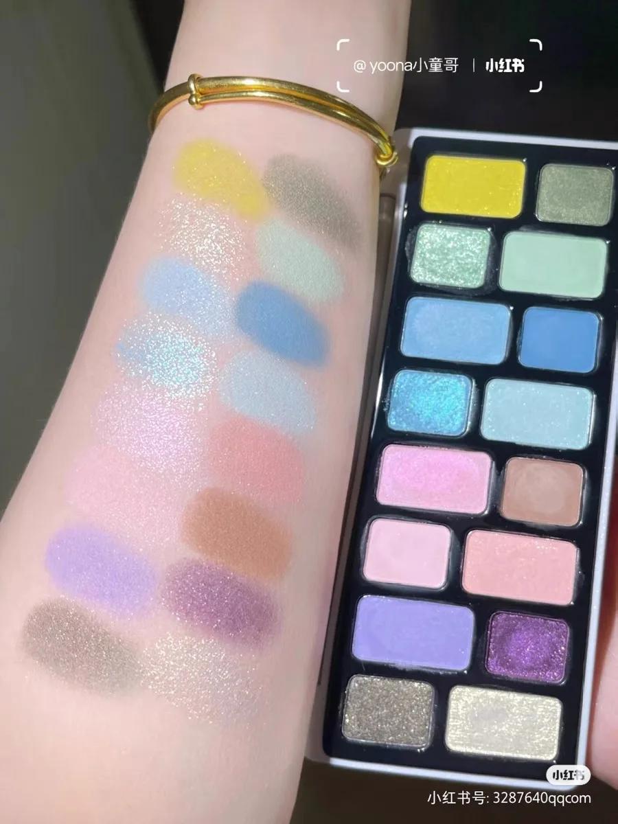 Qianyan Cheeryep 16 couleurs fard à paupières Palette paillettes caméléon mat nacré Flash plaque Cow