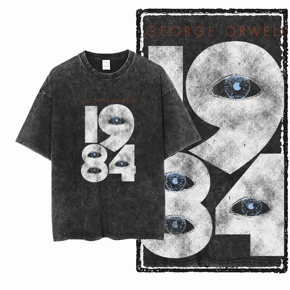 G02 exclusif 100% coton grande taille 1984 graphique hommes T-shirt |   T-shirt col rond pour hommes