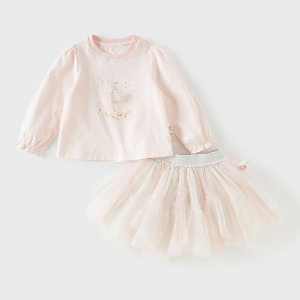 Ensemble jupe et t-shirt en maille pour filles Dave Bella, t-shirt à manches longues imprimé pour bé