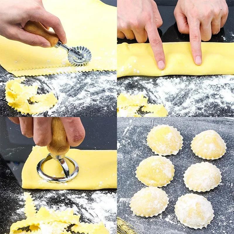 Moules à biscuits à pâtes manuels, coupe-raviolis, presse à biscuits avec manche en bois, outil de c