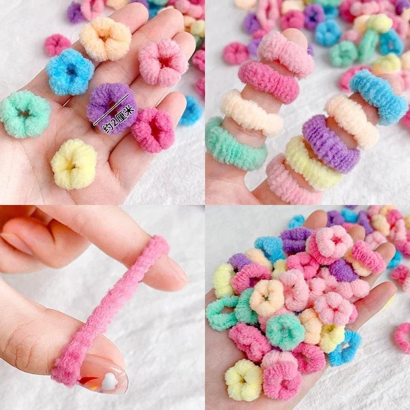 100 pièces enfants bandes de cheveux élastiques filles attaches de cheveux colorées élastique pour q