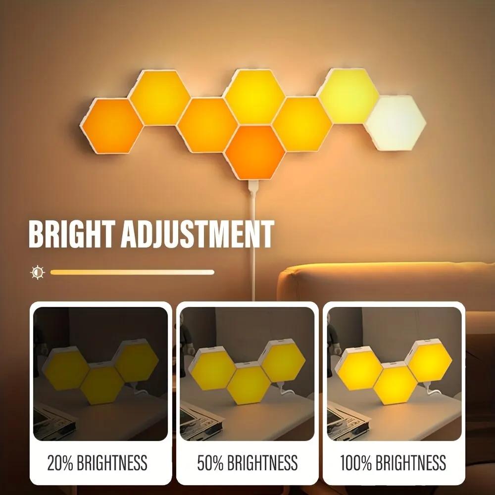 Applique murale hexagonale intelligente RGB, veilleuse d'ambiance à couleur changeante, forme DYI, r