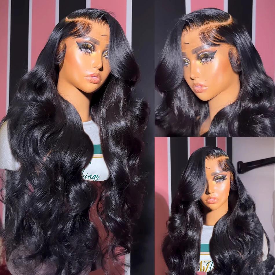 Perruque Lace Front Wig Body Wave Brésilienne Naturelle Sans Colle, Cheveux Humains, 13x4, 13x6, 34 