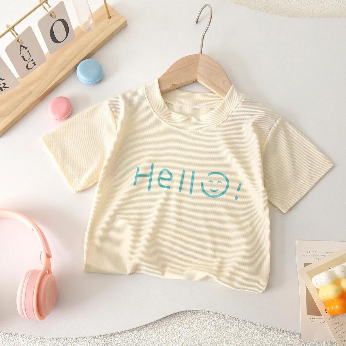 Nouveaux vêtements d'été pour enfants, t-shirt à manches courtes mignon, hauts décontractés pour gar