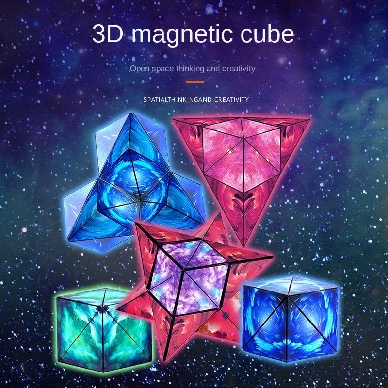 Cube Magique Magnétique Anti-souligné 3D, Variété Géométrique, Interchangeable, Puzzle à Rabat à la 
