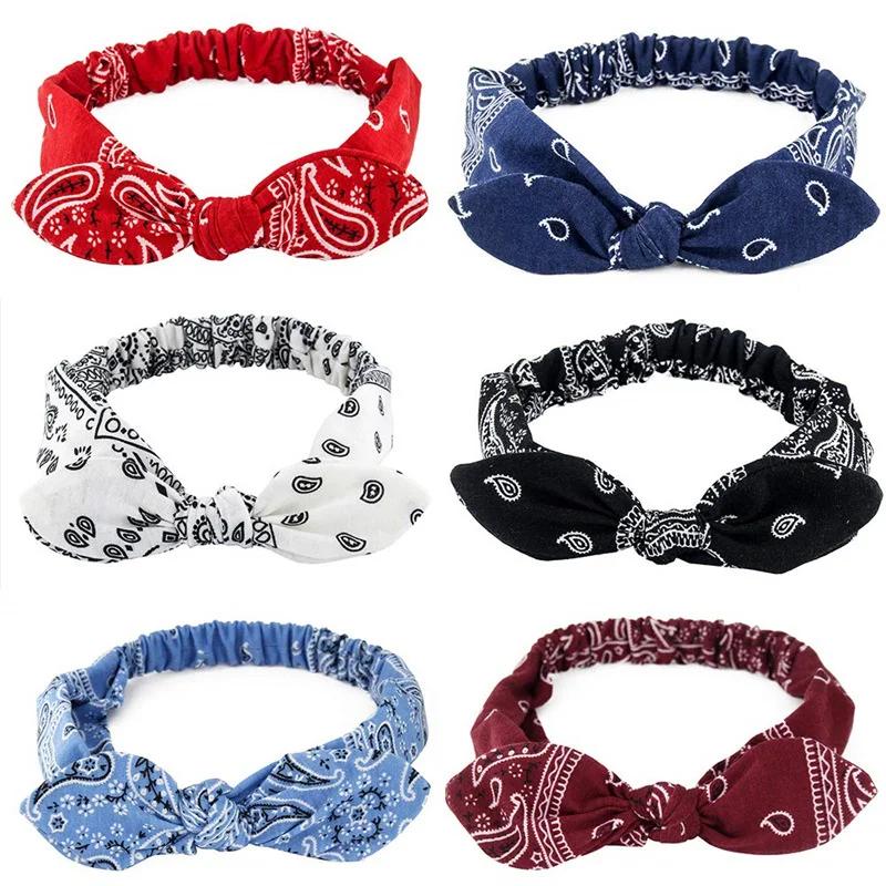 Bandeau Élastique à Nœud Croisé Imprimé Doux et Solide, Vintage pour Femme, Turban, Bandana de Style