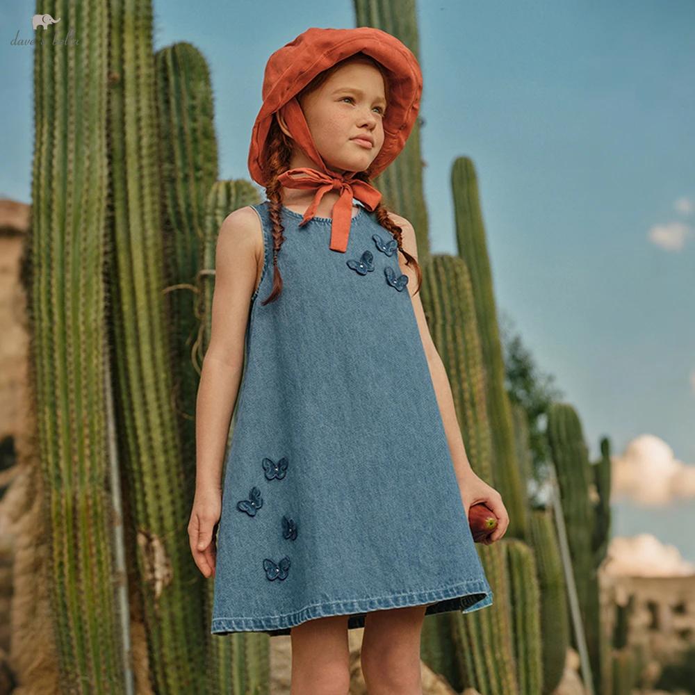Robes d'été pour filles Dave Bella, style princesse, en jean, sans manches, pour fête, vêtements d'e