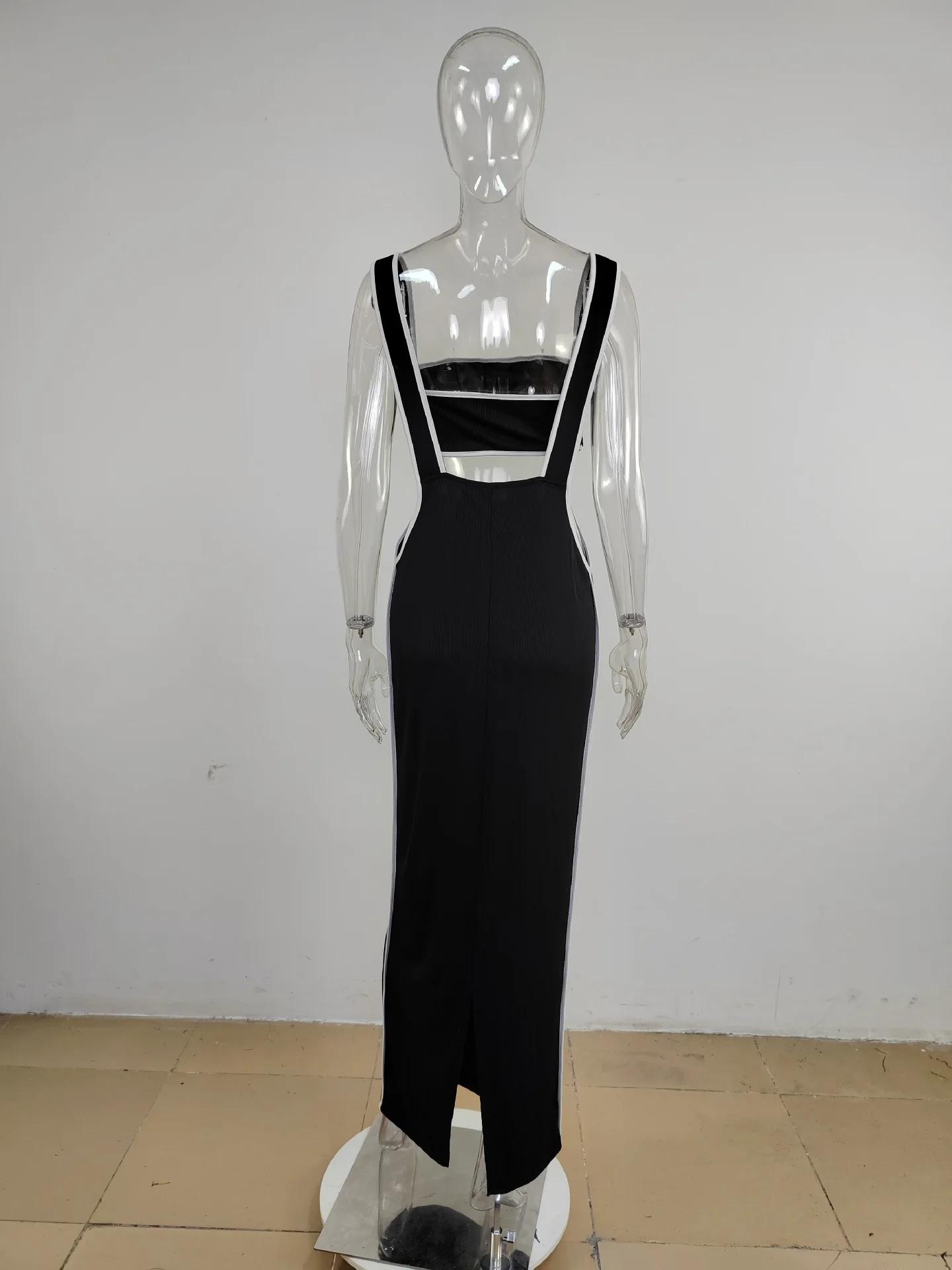 Ensemble pull et jupe maxi à bretelles spaghetti pour femmes, haut en fibre de glace, mode féminine 