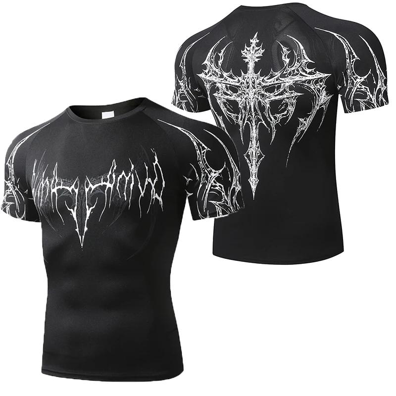 T-shirt ajusté pour homme, T-shirt de compression d'été pour homme, Hauts de fitness pour la gym, Vê