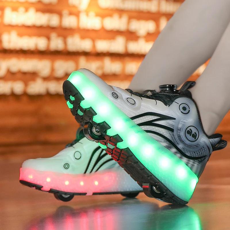 Chaussures à roulettes lumineuses Cool, Design universel pour garçons et filles, patins à deux roues