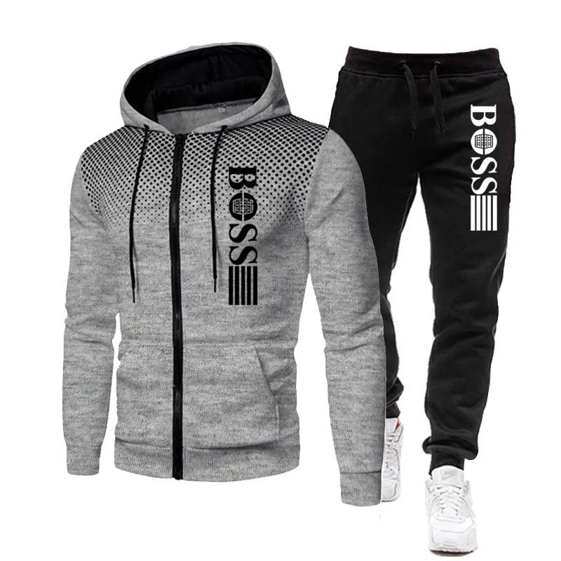 2025 nouveau sweat à capuche zippé pour hommes + ensemble pantalon décontracté pour l'automne et l'h