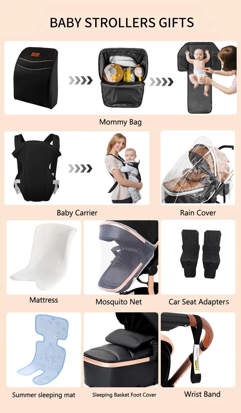 Poussette de bébé de luxe 3 en 1, voiture pour landau, poussette légère pour nouveau-nés, landau, si
