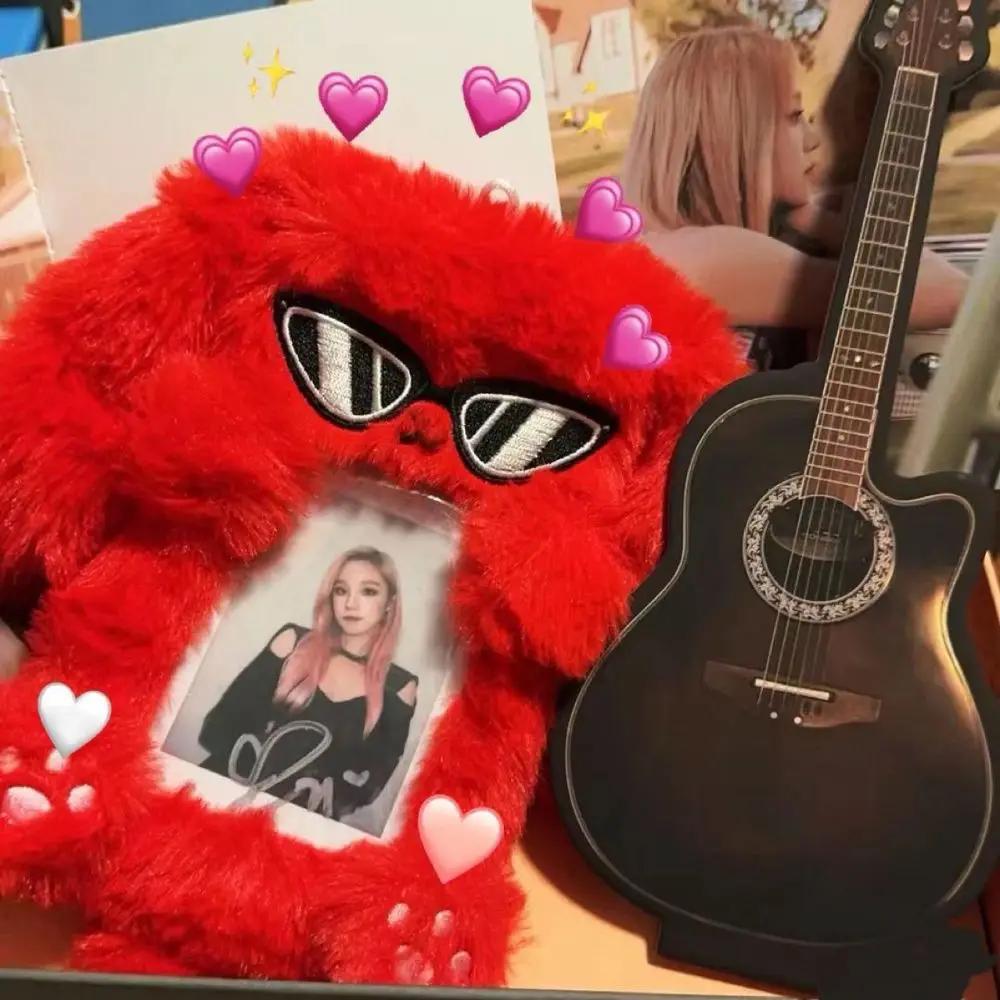 Étui pour carte photo en peluche, mignon, sac de dessin animé, porte-clés renard, étui pour carte ph
