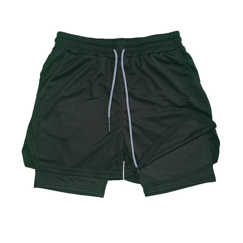 Short de Fitness Double couche pour hommes, doublure en maille avec cordon de serrage, taille élasti