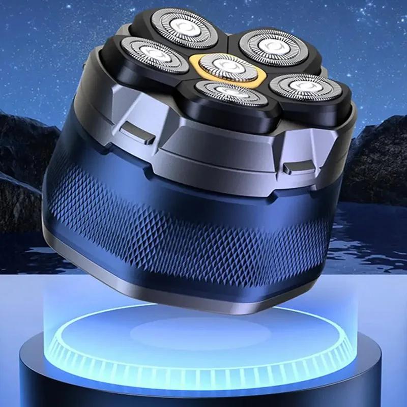 6 tête Portable étanche Rechargeable machine à raser feuille tête chauve rasoir barbier électrique r