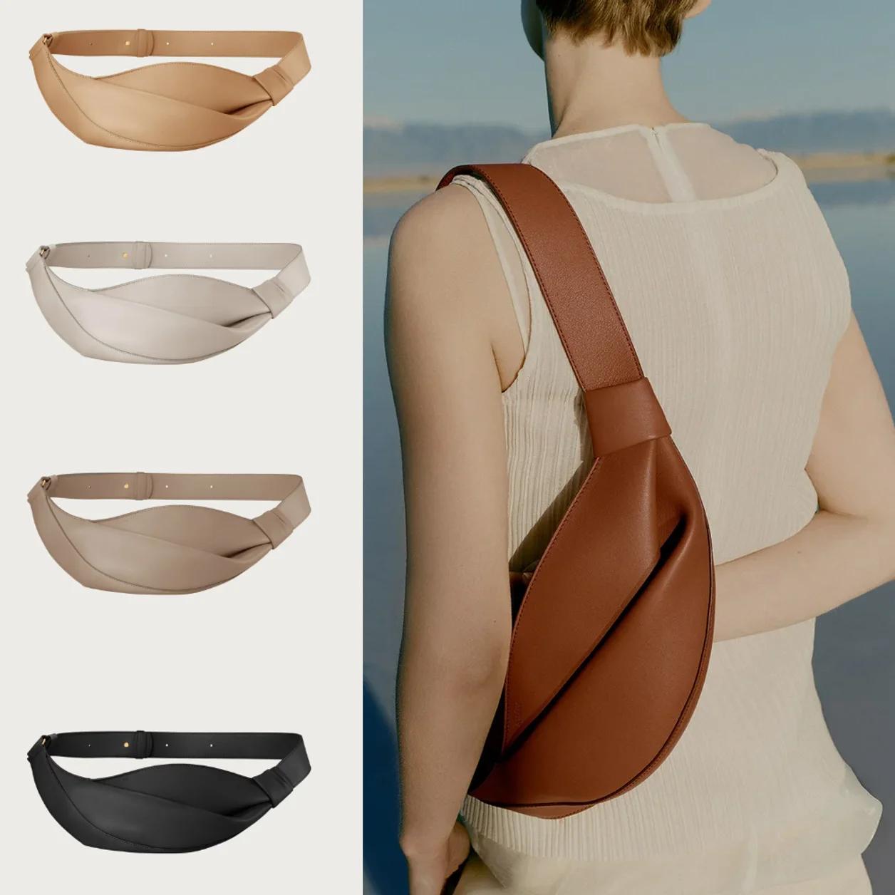 Sac de taille torsadé beige clair à la mode pour femmes, sac de ceinture simple, sac de taille décon