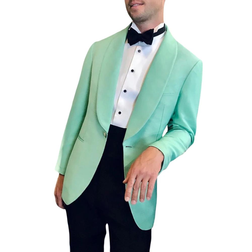 Costumes décontractés vert menthe pour hommes, coupe cintrée, revers, costume de mariage formel d'af