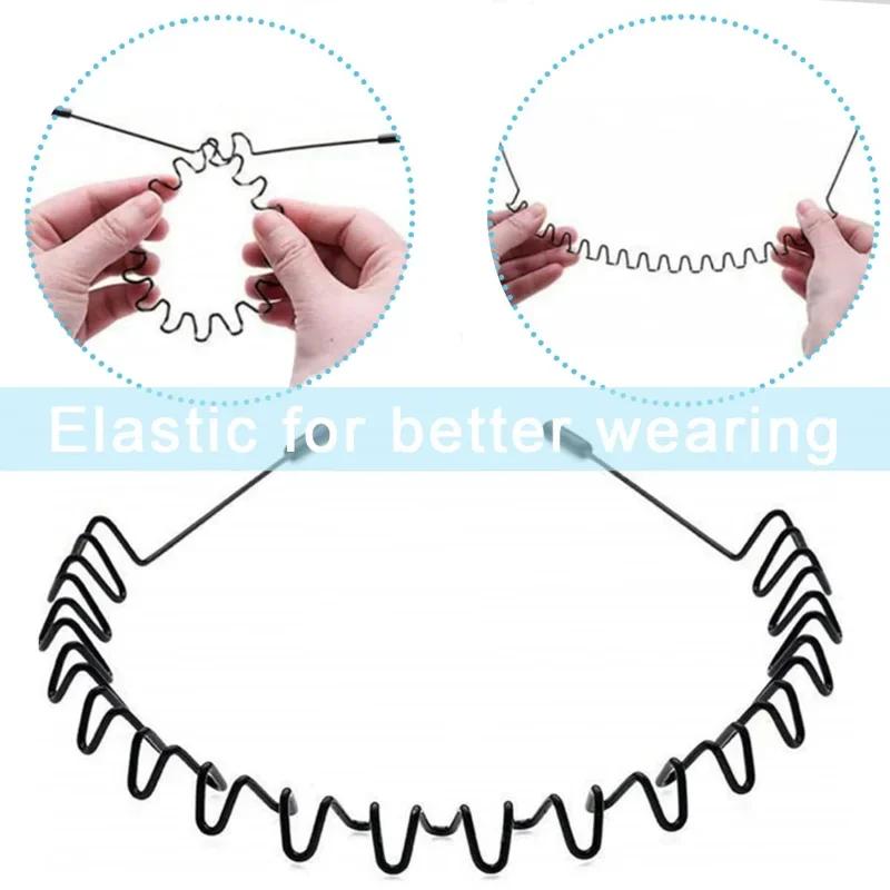 6/1 pièces mode métal bandeau pour hommes femmes unisexe noir ondulé cheveux tête cerceau sport band