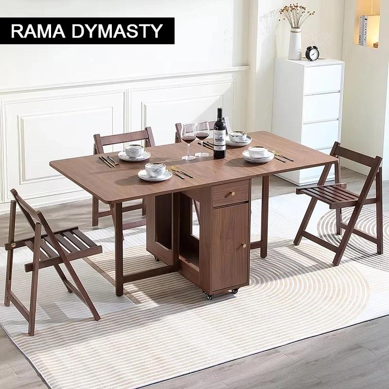 Table de salle à manger pliante extensible avec cuir chevelu tombant, table peu encombrante pour sal