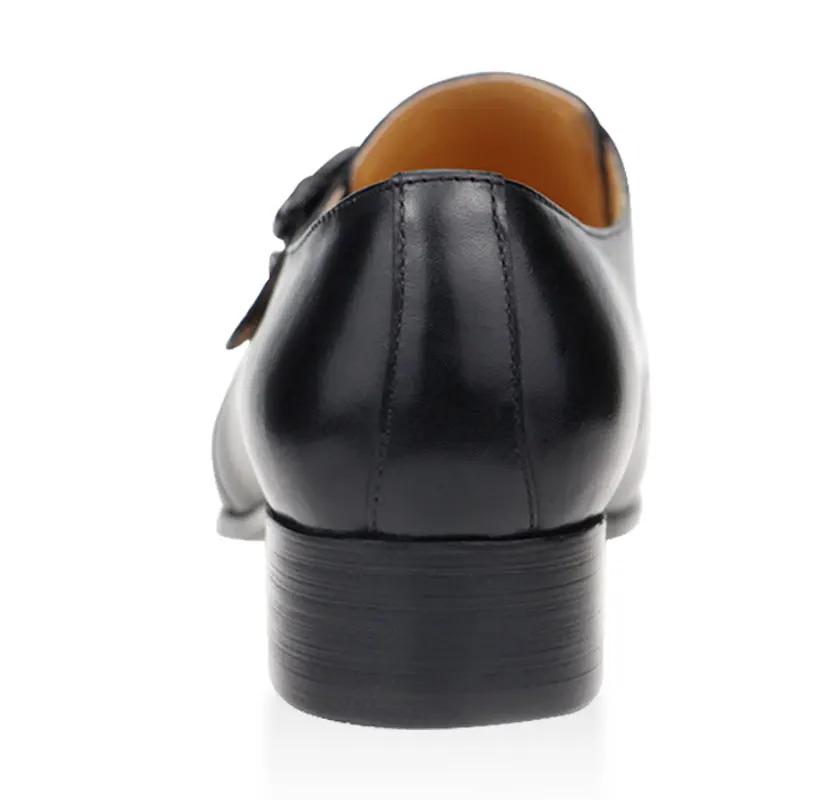 Chaussures en cuir à boucle latérale pour hommes, chaussures formelles à bout pointu, sculpture de t