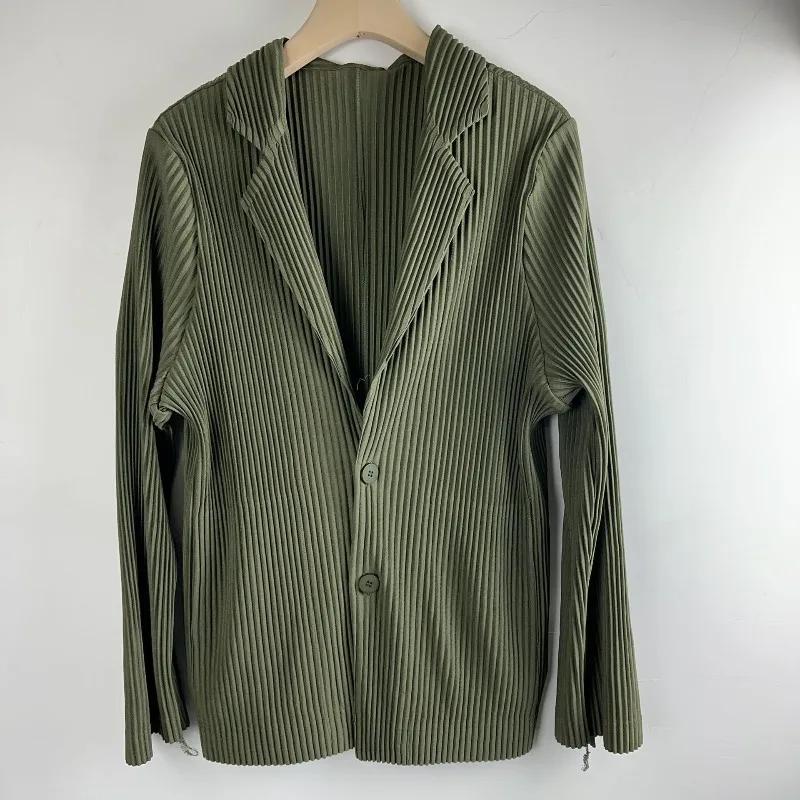 Veste plissée Miyake pour homme, nouvelle collection printemps 2026, manteau à manches longues, col 