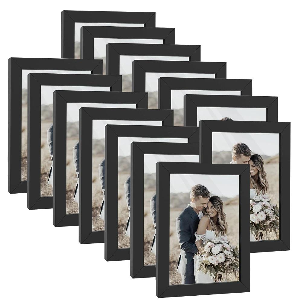 14 pièces 4x6 pouces cadres Photo, cadres Photo en bois sans tapis, table ou affichage mural pour im