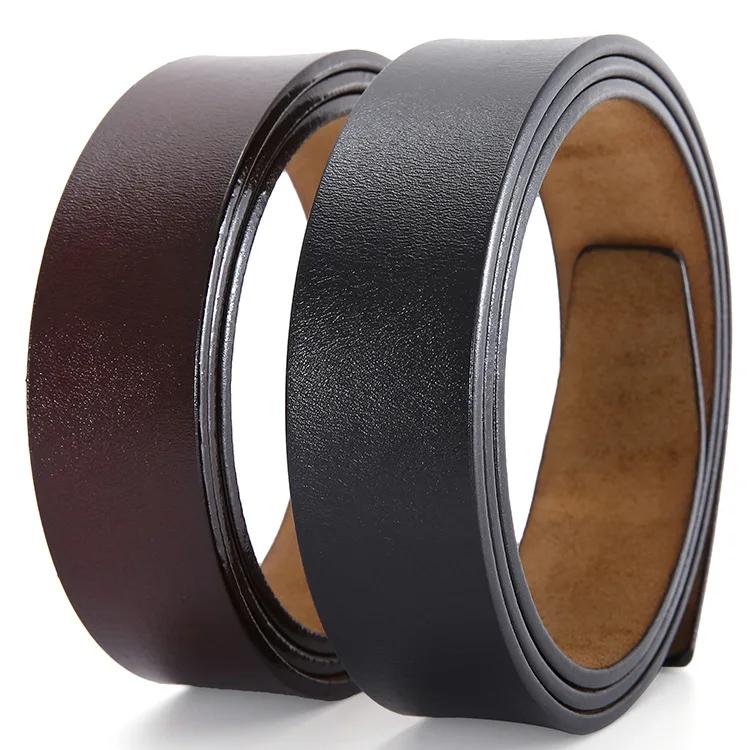 Ceinture en cuir de vache pour hommes sans boucle, sangle pure, ceinture sans tête, ceinture de tail
