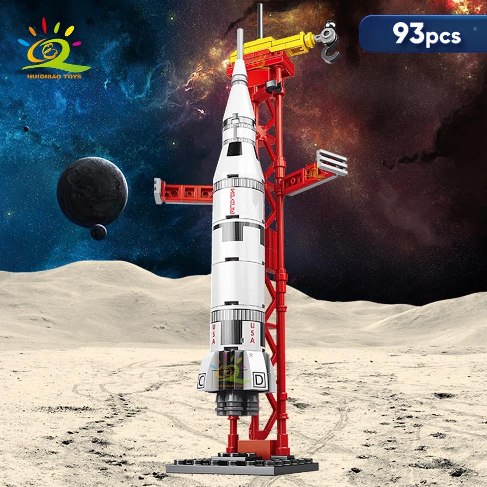 HUIQIBAO – Mini fusée d'aviation, blocs de Construction, Station aérospatiale spatiale, briques, jou