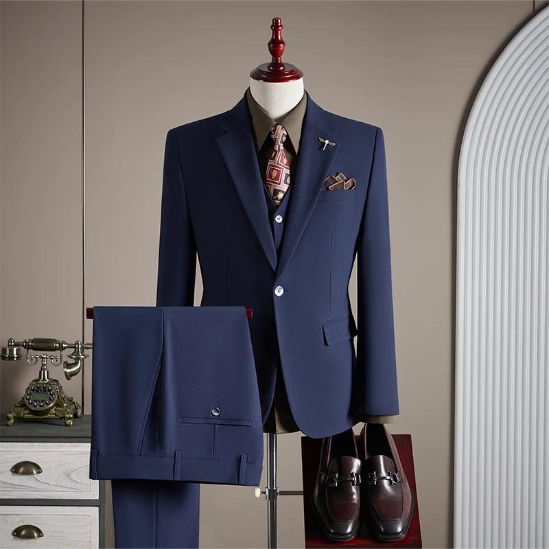 Ensemble de costume de couleur unie pour hommes, de haute qualité, à la mode et élégant, grande tail
