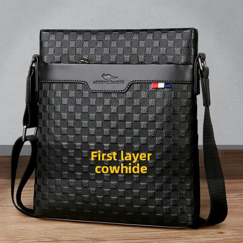 Sac à bandoulière simple en cuir de vache véritable pour hommes, nouveau Style 2025, sac d'affaires 