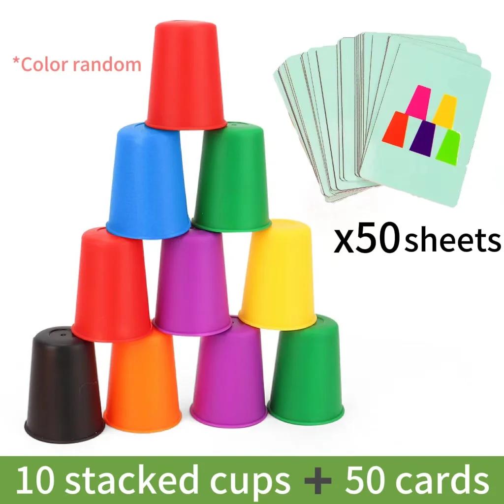 Jouets Montessori, Mini jeu de tasse empilable avec carte, illumination intellectuelle éducative, Co