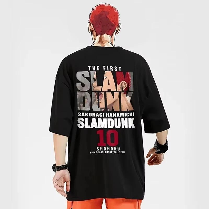 2025 hommes Anime Slam Dunk impression T-Shirt hommes surdimensionné japonais manganèse à manches co