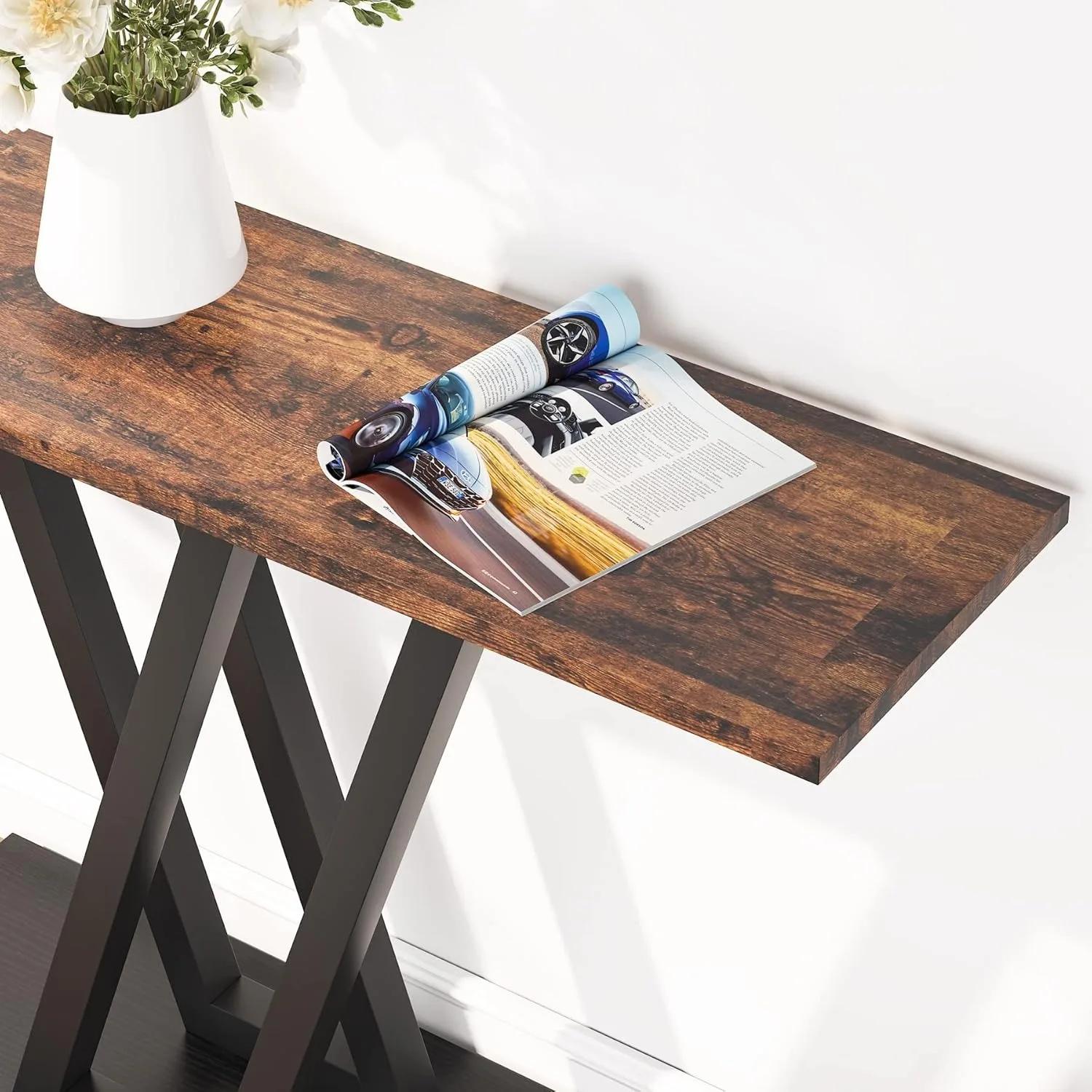Table console, table de couloir industrielle pour entrée, tables d'entrée de 43 pouces, table de can