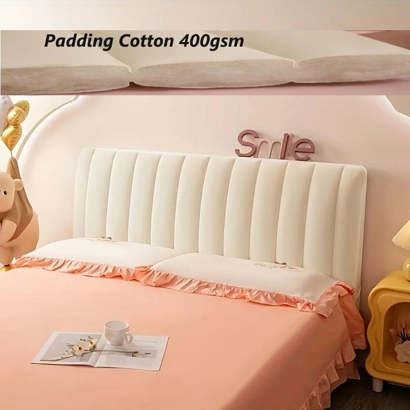 Housse de tête de lit matelassée en peluche courte de haute qualité, couvre-tête de lit de luxe en v