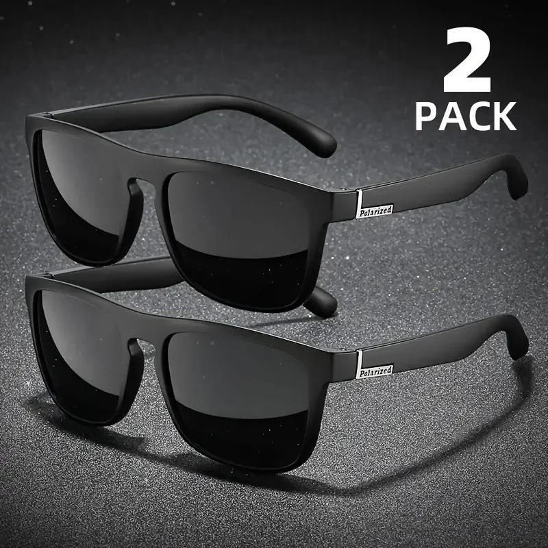 Lunettes de soleil carrées polarisées pour hommes et femmes, lunettes de soleil en plastique vintage